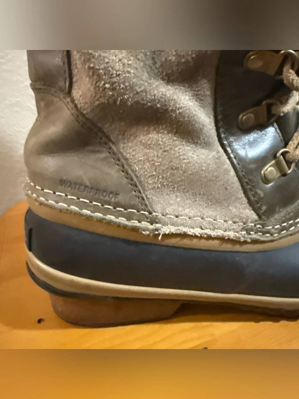 Sorel Carly II Suede Conquest Olive and Navy Lace-Up Waterproof Duck Boots